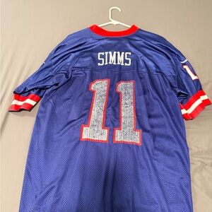 Blue Football Jersey with Red Accents